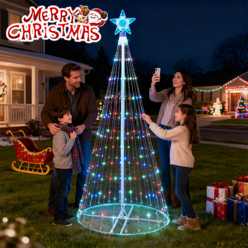 Smart Garden Spotlights - Solar-Powered LED Waterfall String Lights Christmas